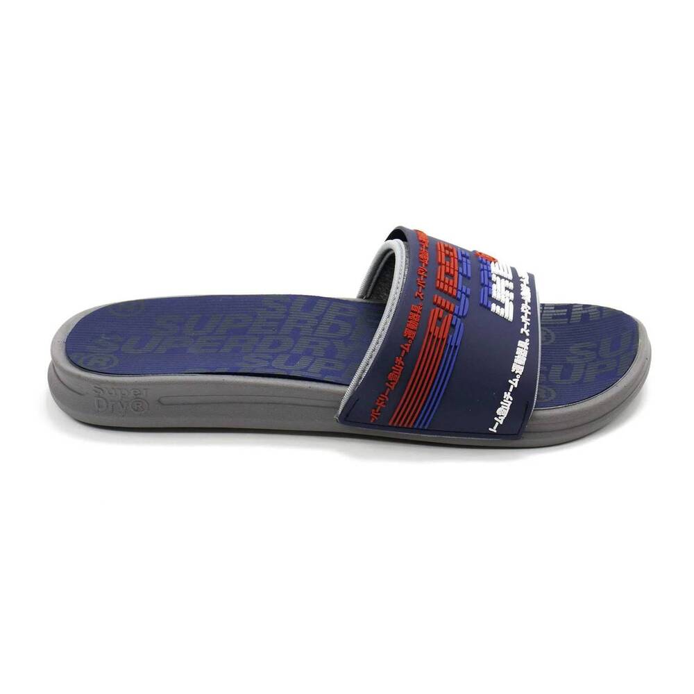 NEW SUPERDRY men's crewe racer slide slipper in grey